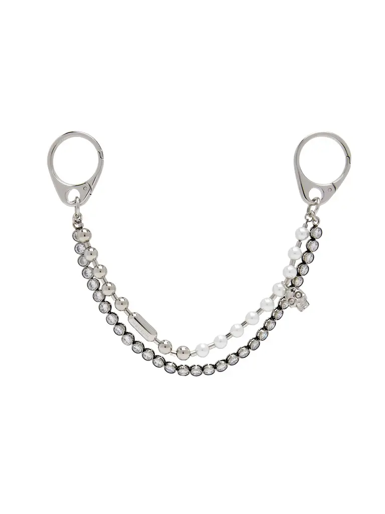 Alexander McQueen Pearl & Crystal Double Chain Charm