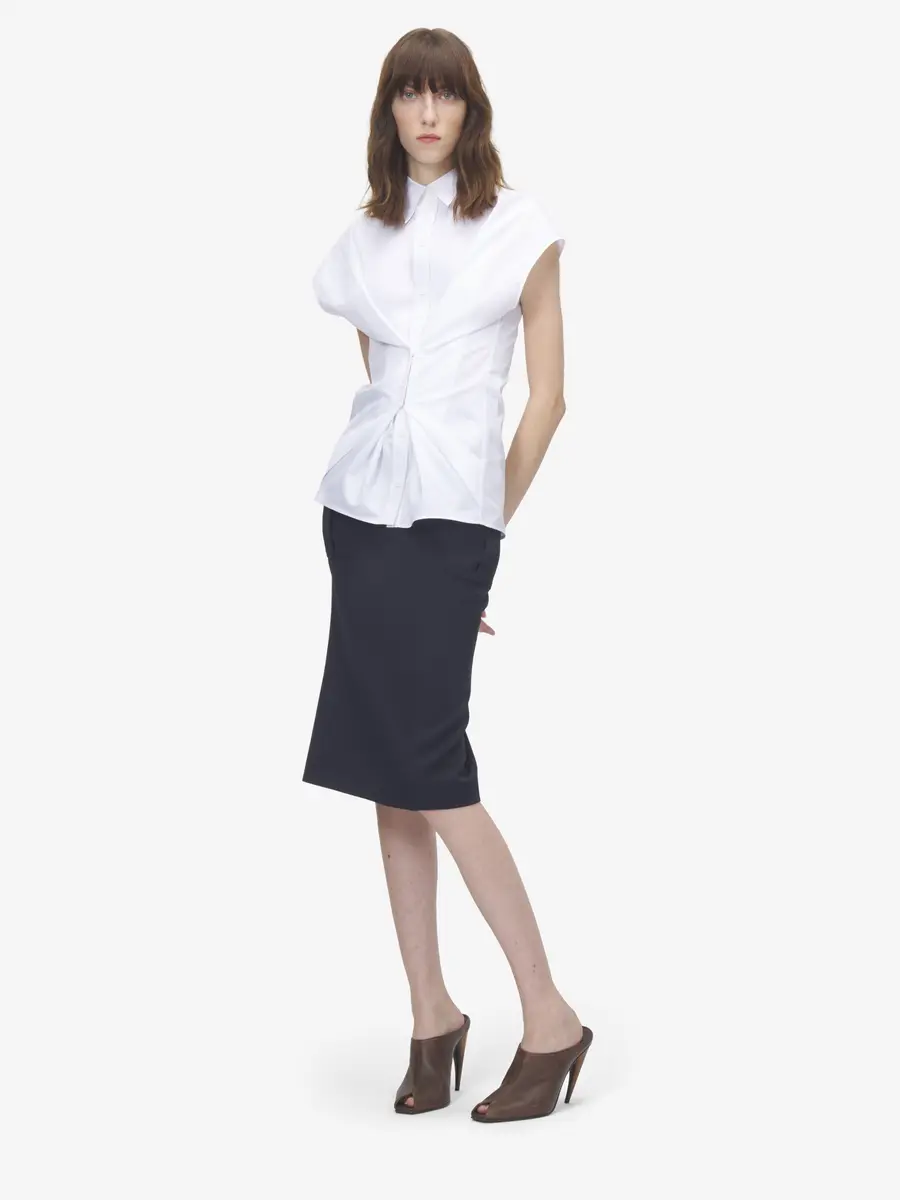 Alexander McQueen Gathered Short-Sleeved Shirt | Thumbnail 2 Alexander McQueen Gathered Short-Sleeved Shirt | Thumbnail 2