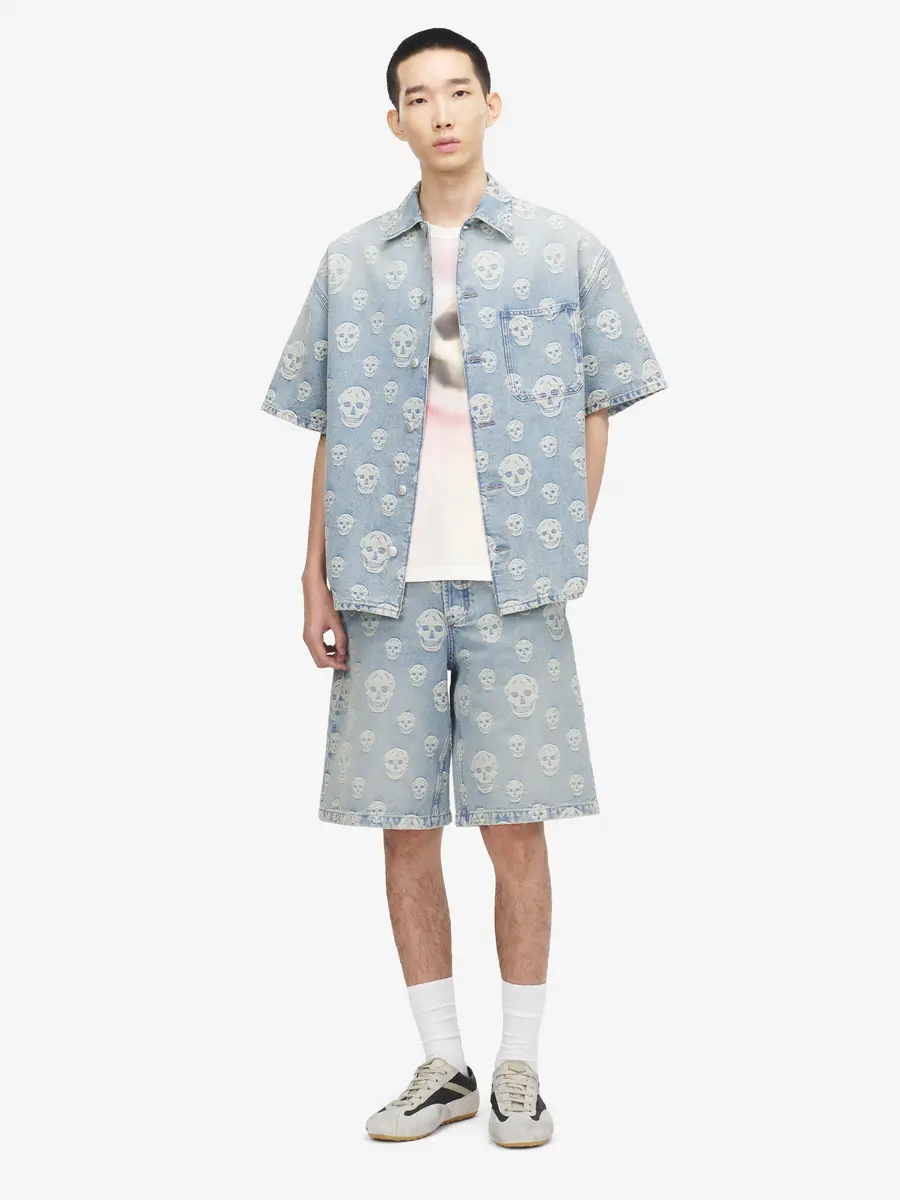 Alexander McQueen Skull Jacquard Denim Shirt | Thumbnail 2 Alexander McQueen Skull Jacquard Denim Shirt | Thumbnail 2