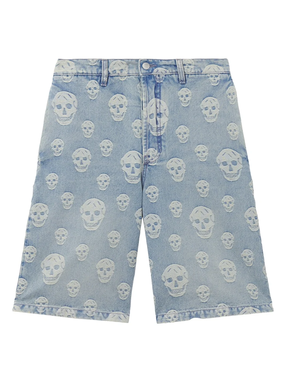 Alexander McQueen Skull Jacquard Denim Shorts