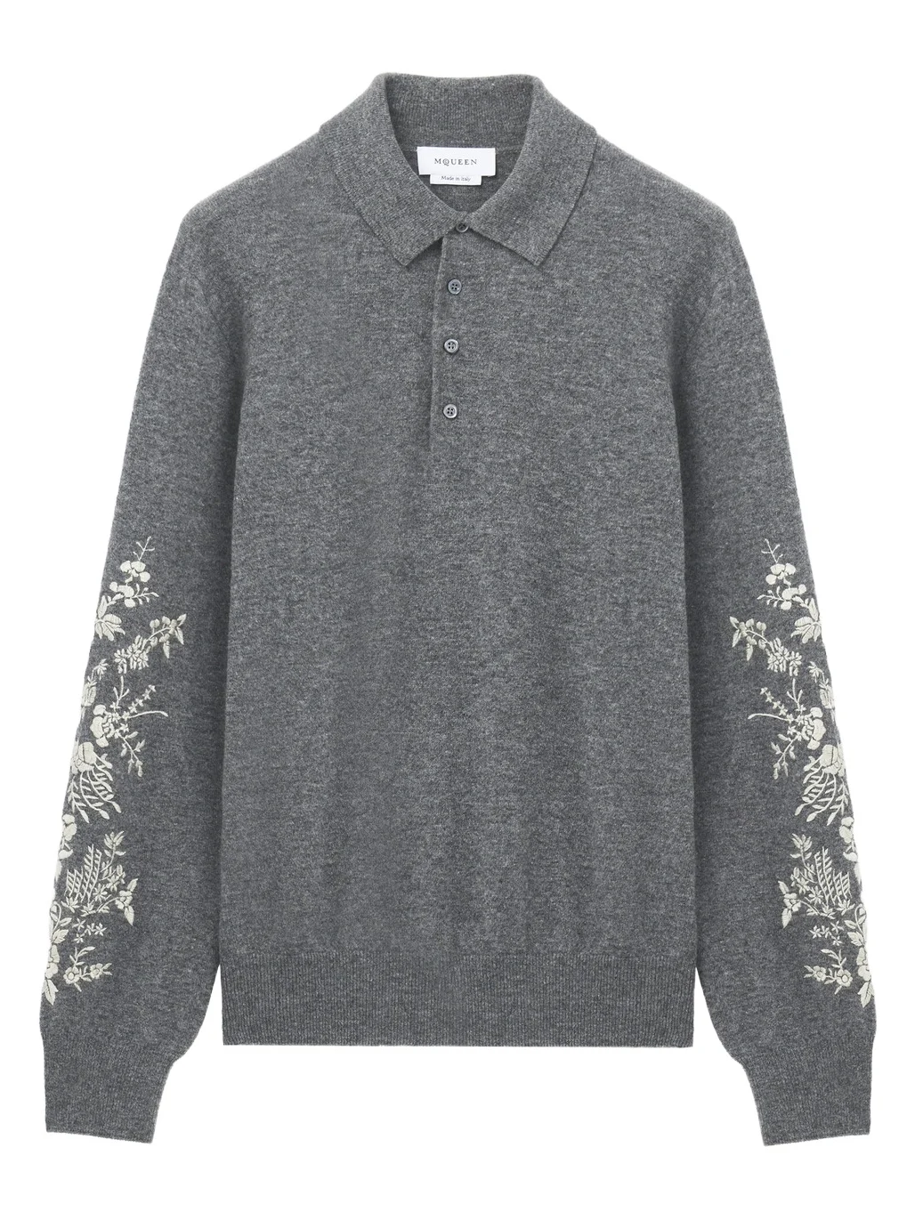 Alexander McQueen Floral Embroidery Polo Shirt