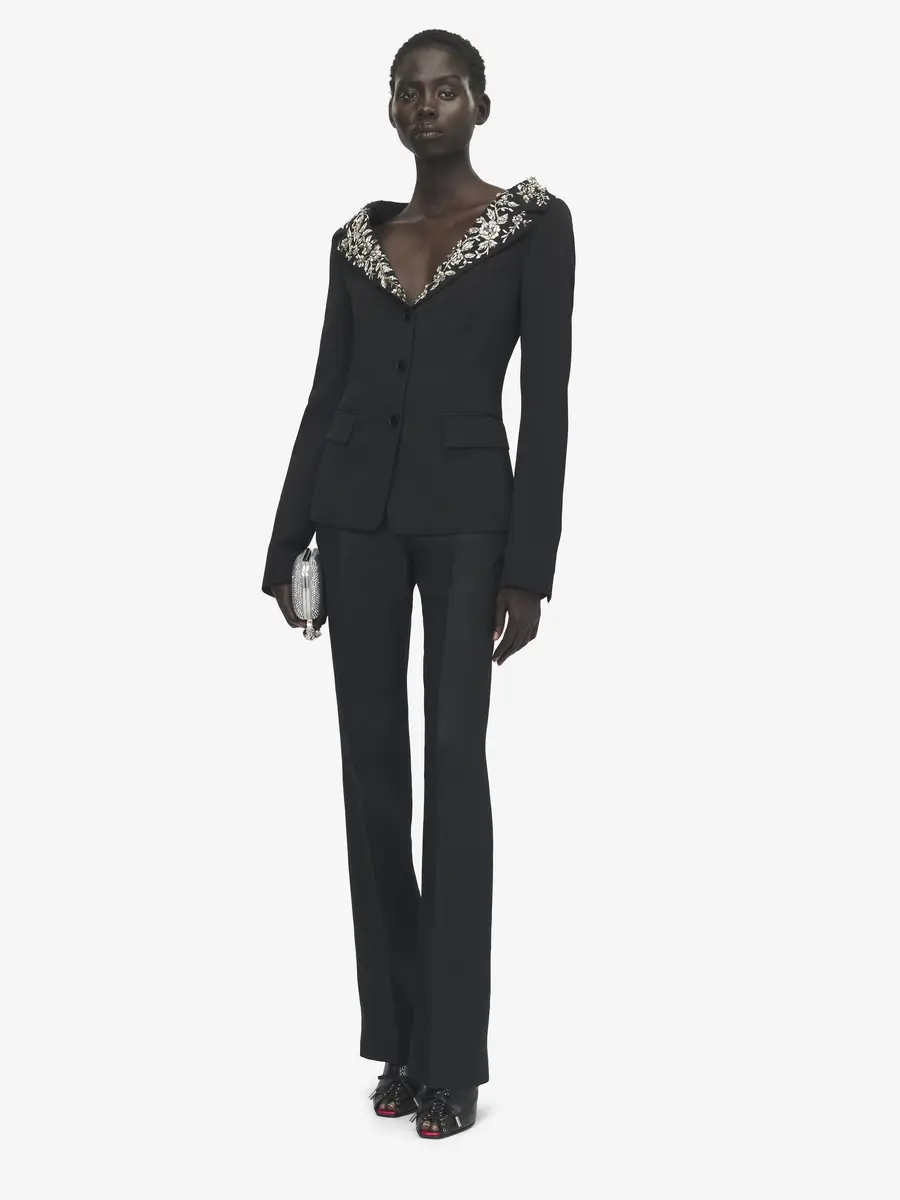 Alexander McQueen Embroidered Off-the-shoulder Harness Jacket | Thumbnail 2 Alexander McQueen Embroidered Off-the-shoulder Harness Jacket | Thumbnail 2