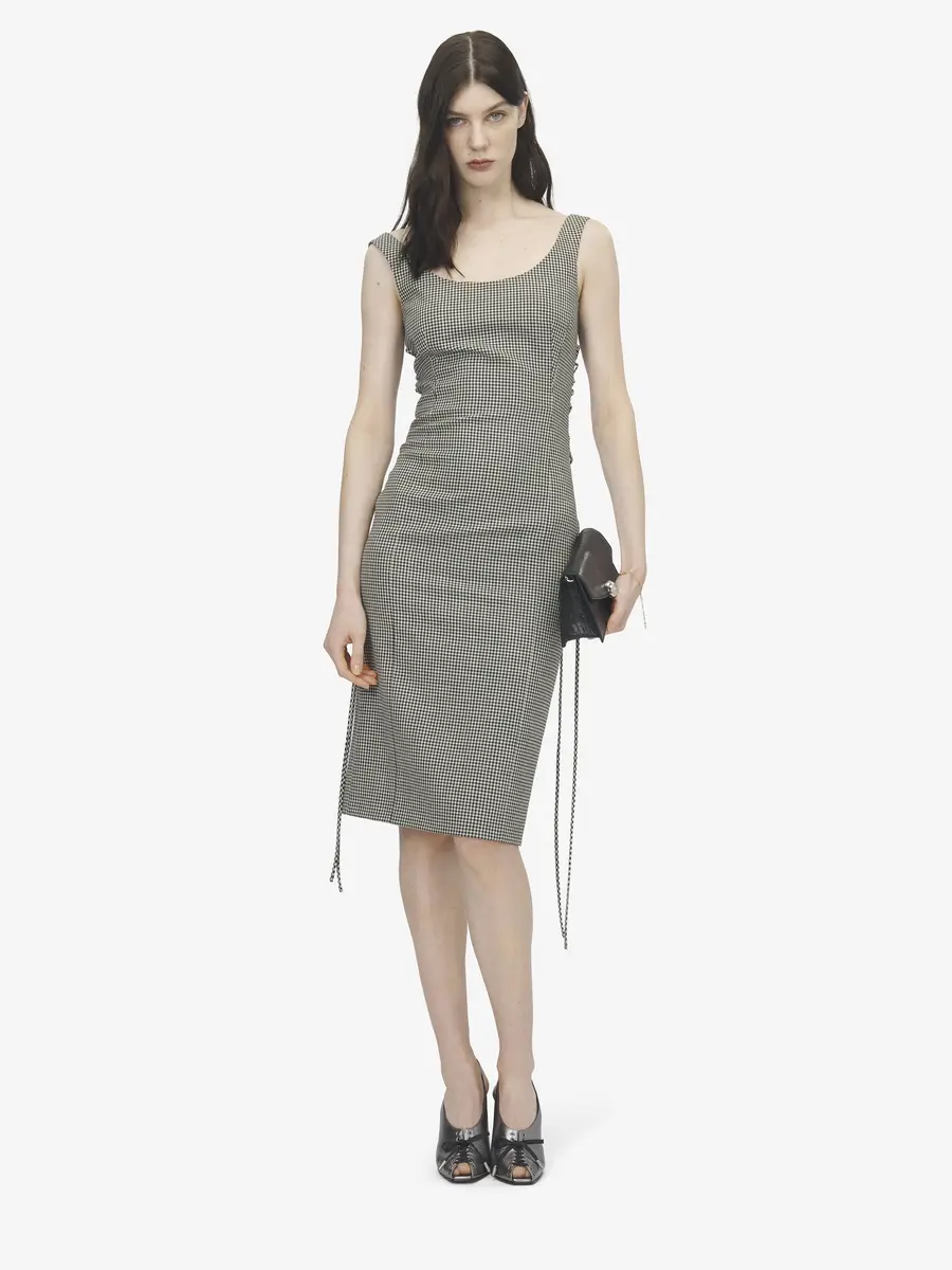 Alexander McQueen Corset Lace Gingham Check Pencil Dress | Thumbnail 2 Alexander McQueen Corset Lace Gingham Check Pencil Dress | Thumbnail 2