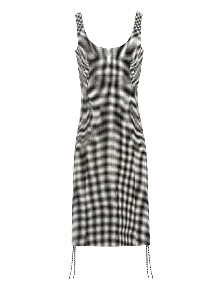 Corset Lace Gingham Check Pencil Dress Corset Lace Gingham Check Pencil Dress