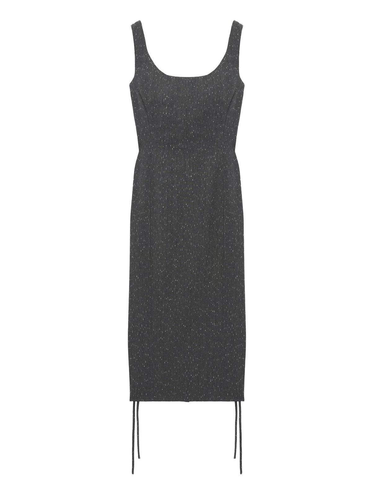 Corset Lace Flecked Pinstripe Pencil Dress