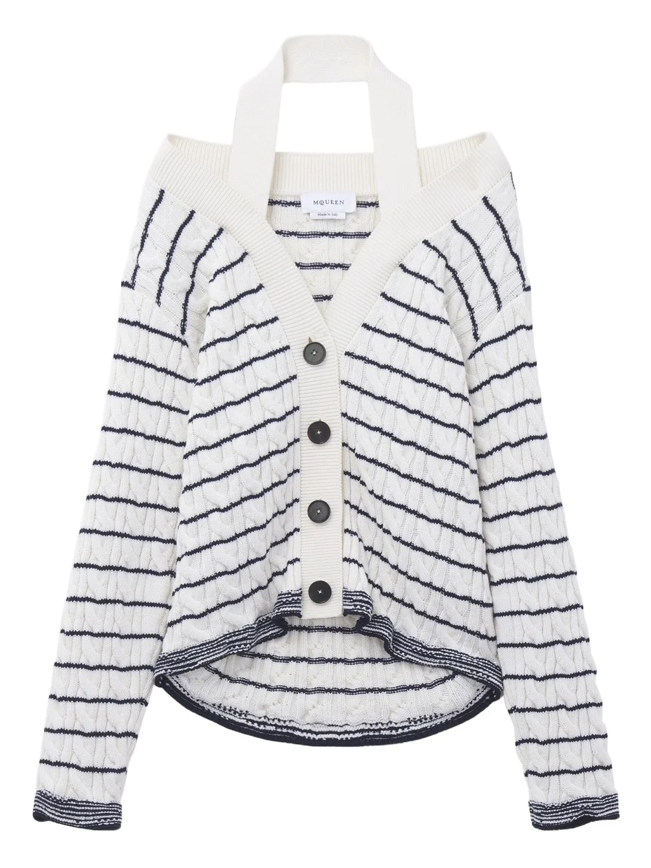 Alexander McQueen Off-the-shoulder Striped Cardigan