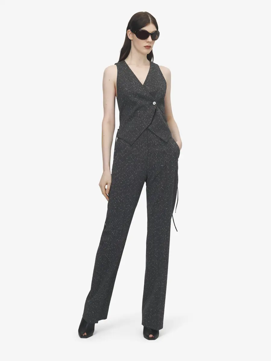 Alexander McQueen Flecked Pinstripe Corset Laced Waistcoat | Thumbnail 2