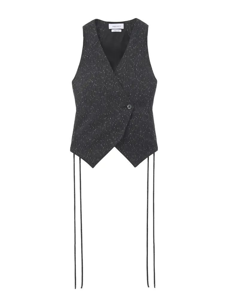 Flecked Pinstripe Corset Laced Waistcoat Flecked Pinstripe Corset Laced Waistcoat