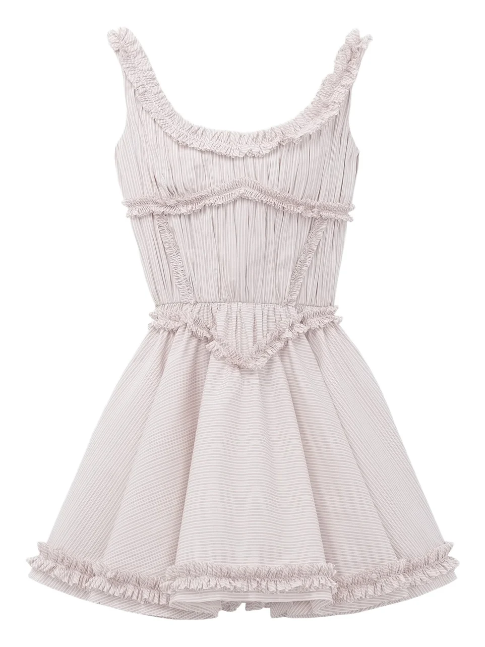 Pleated Ruffle Pinstripe Mini Dress Pleated Ruffle Pinstripe Mini Dress