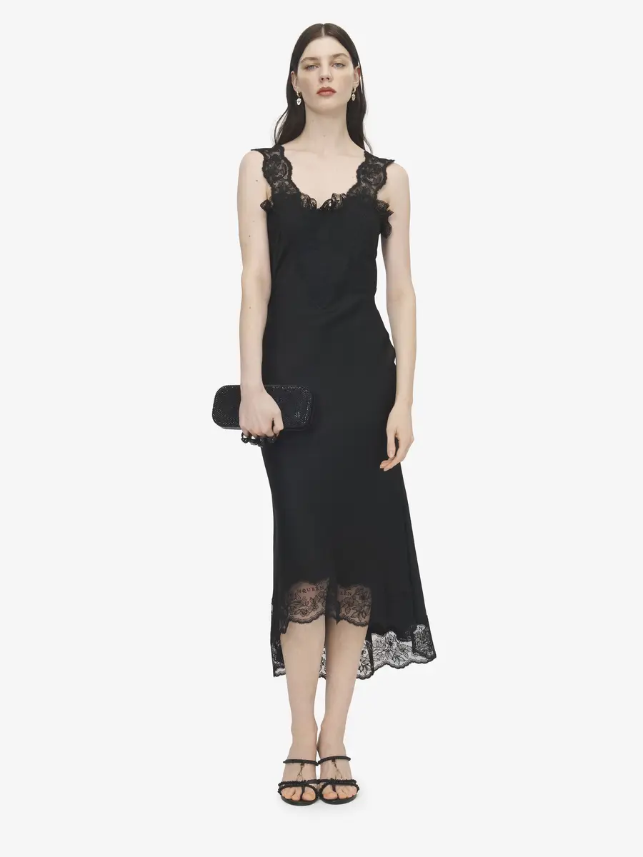 Alexander McQueen Lace Trim Midi Dress | Thumbnail 2 Alexander McQueen Lace Trim Midi Dress | Thumbnail 2