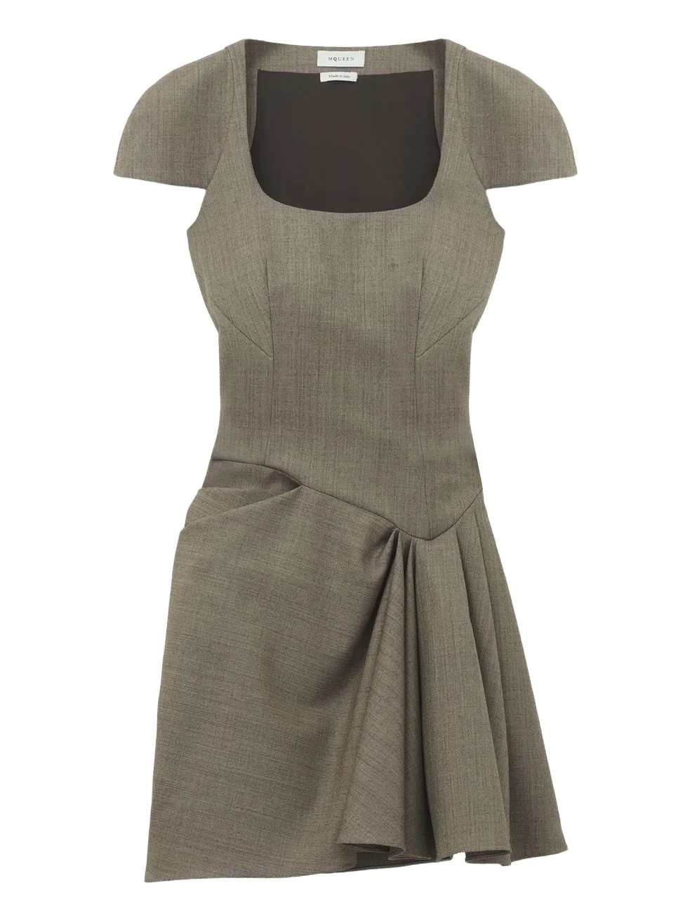 Asymmetric Gathered Mini Dress