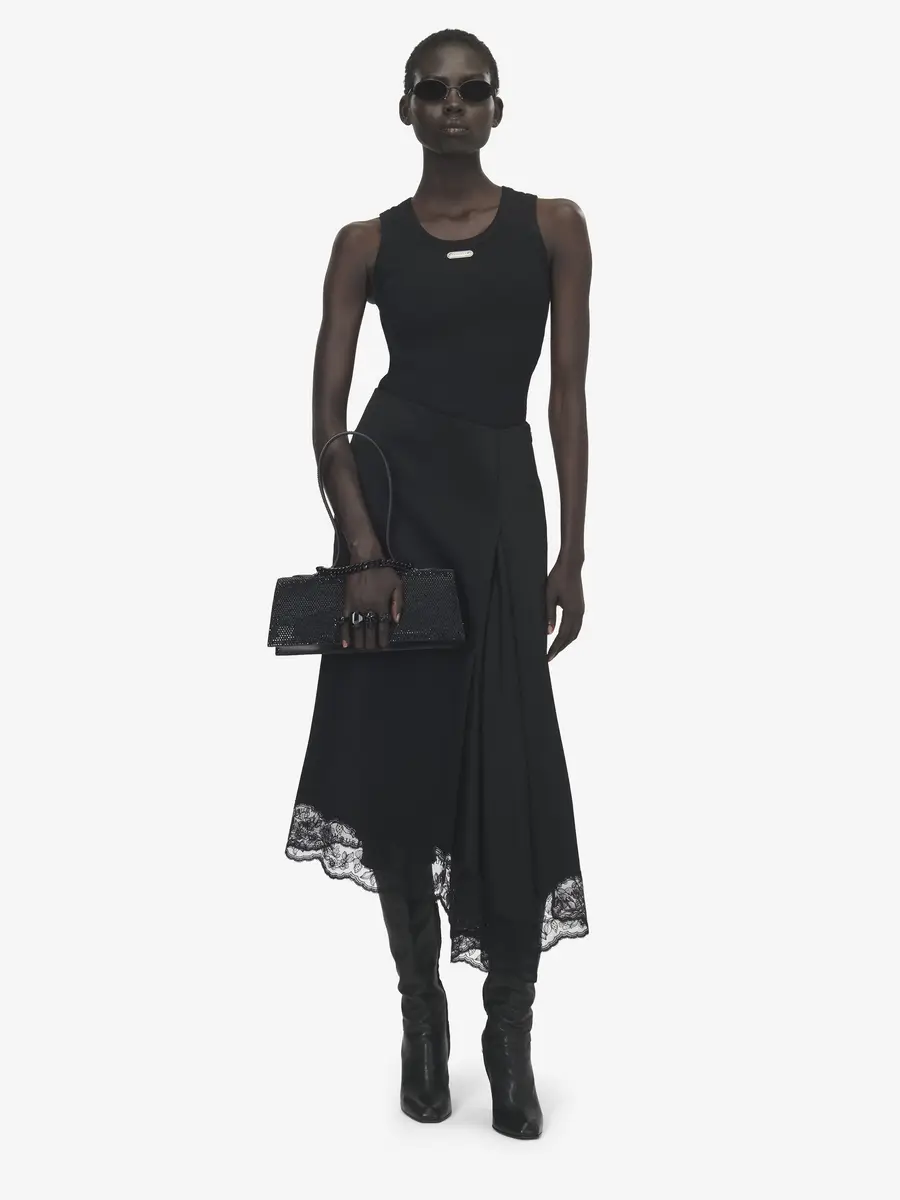 Alexander McQueen Lace Hem Asymmetric Midi Skirt | Thumbnail 2