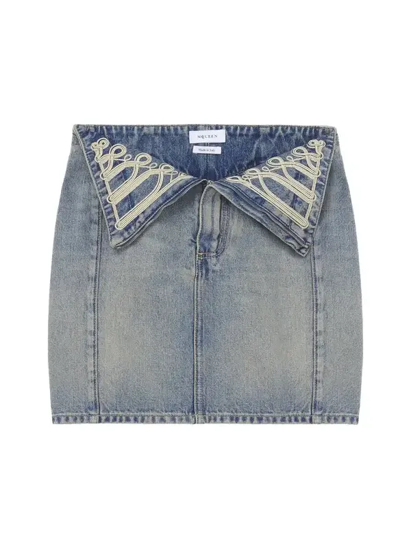 Metallic Frogging Fold Over Mini Skirt