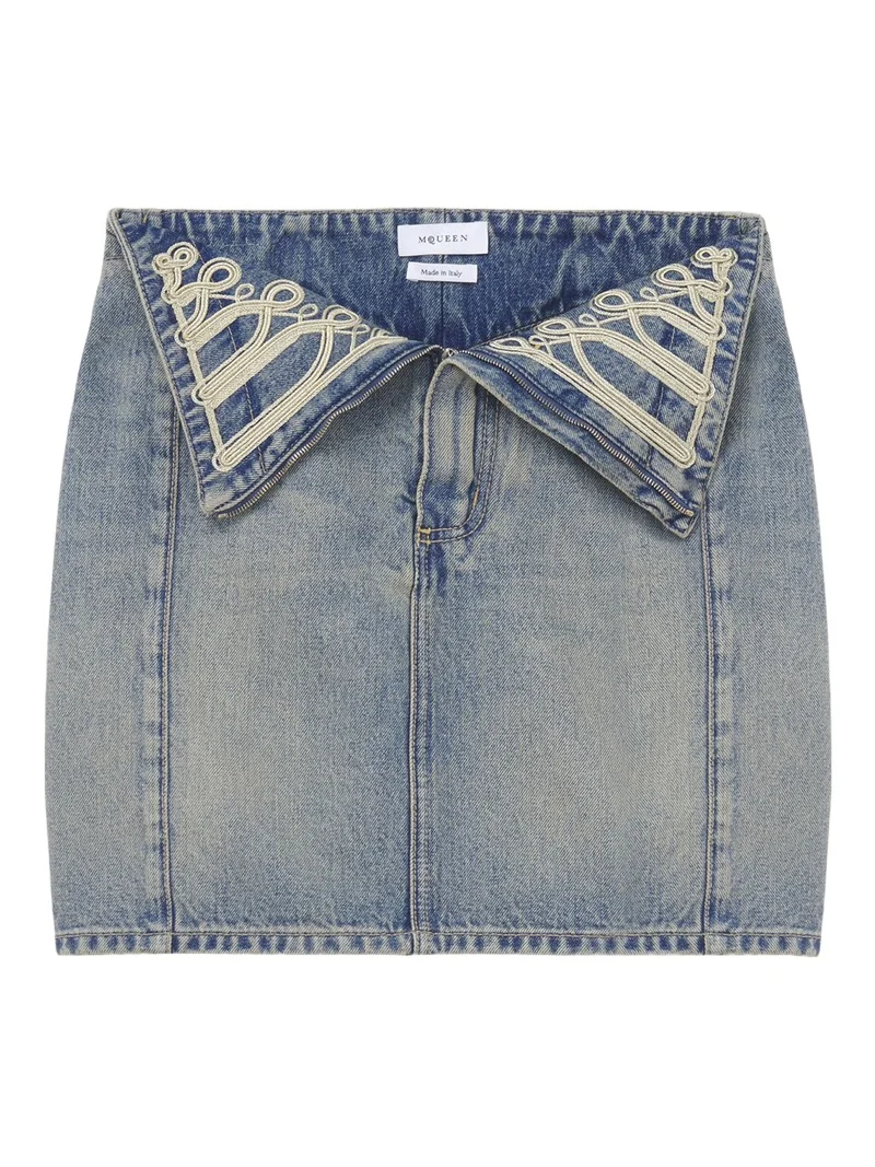 Metallic Frogging Fold Over Mini Skirt Metallic Frogging Fold Over Mini Skirt