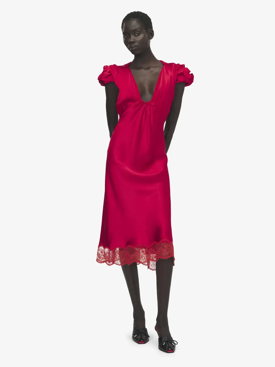 Alexander McQueen Gathered Sleeve Midi Dress | Thumbnail 2 Alexander McQueen Gathered Sleeve Midi Dress | Thumbnail 2
