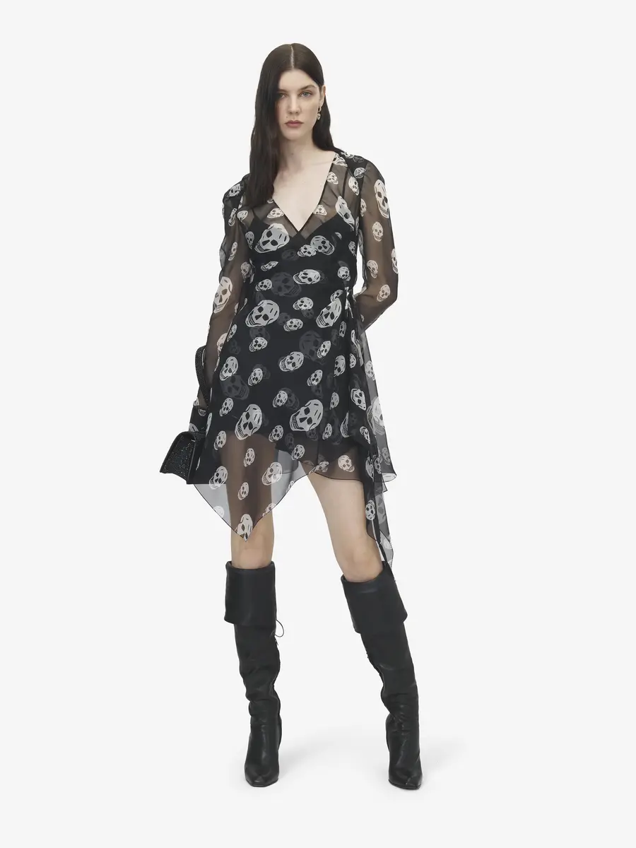 Alexander McQueen Silk Skull Print Wrap Dress | Thumbnail 2 Alexander McQueen Silk Skull Print Wrap Dress | Thumbnail 2