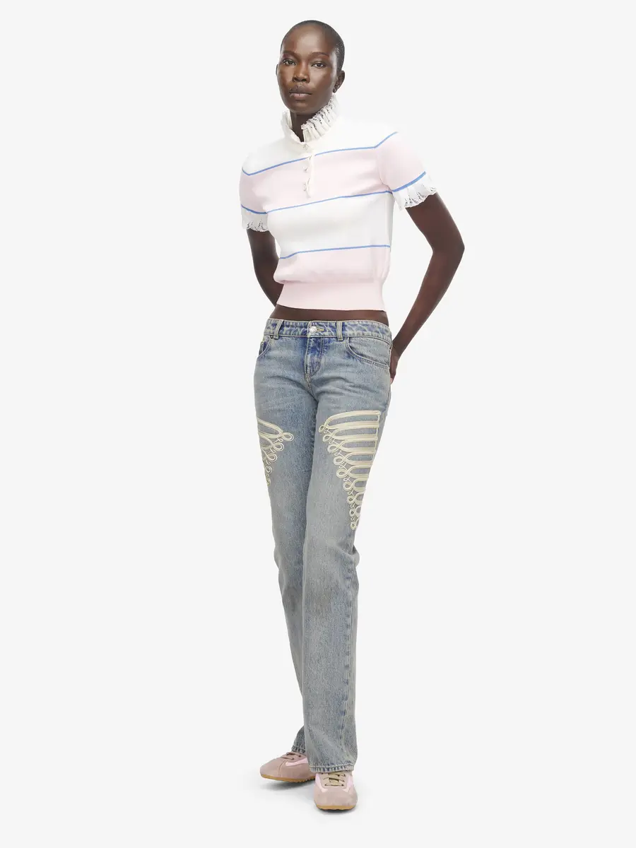 Alexander McQueen Ruffle Trim Striped Top | Thumbnail 2