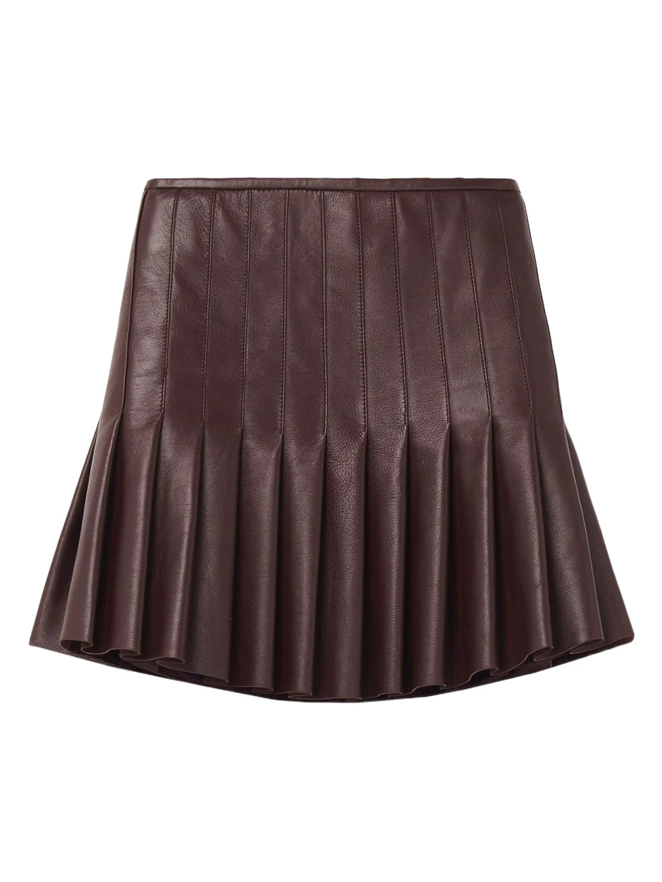 Alexander McQueen Leather Pleated Mini Skirt