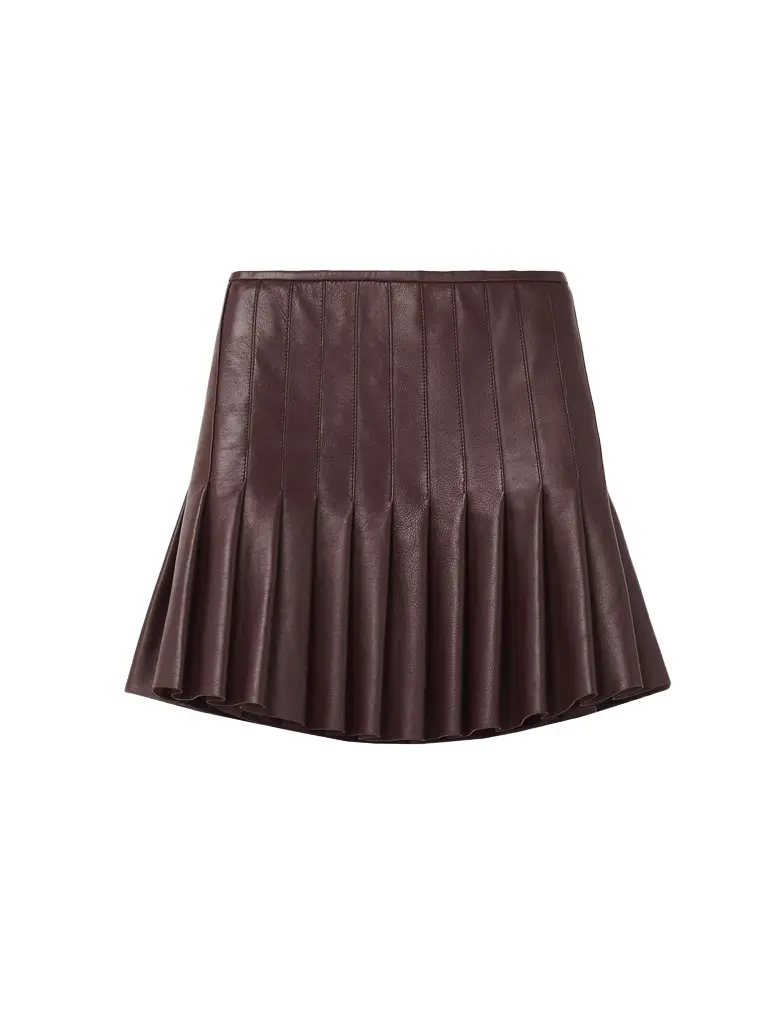 Alexander McQueen Leather Pleated Mini Skirt