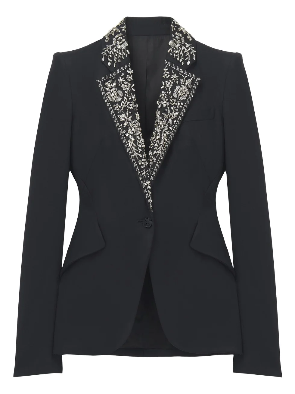 Embroidered Lapel Single-breasted Jacket