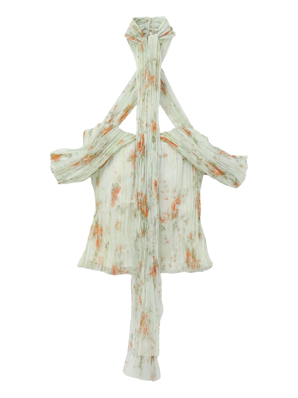 Alexander McQueen Floral Pleated Top