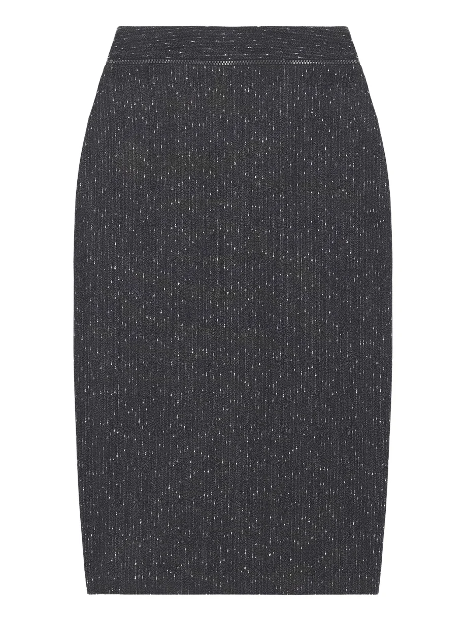 Alexander McQueen Flecked Pinstripe Slashed Zip Pencil Skirt