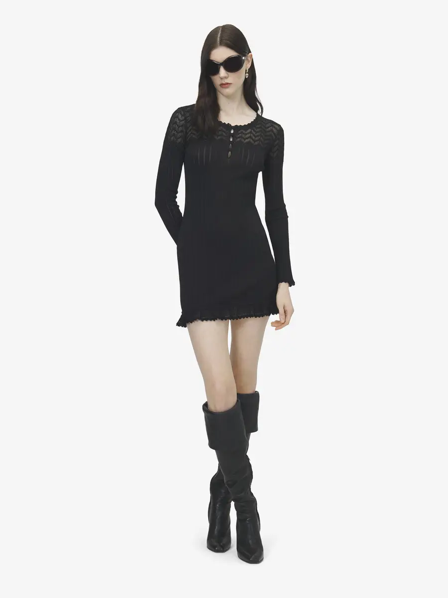 Alexander McQueen Pointelle Knit Mini Dress | Thumbnail 2 Alexander McQueen Pointelle Knit Mini Dress | Thumbnail 2
