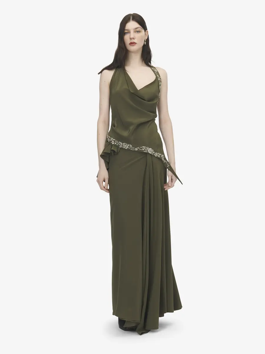 Alexander McQueen Floral Embroidery Asymmetric Top | Thumbnail 2
