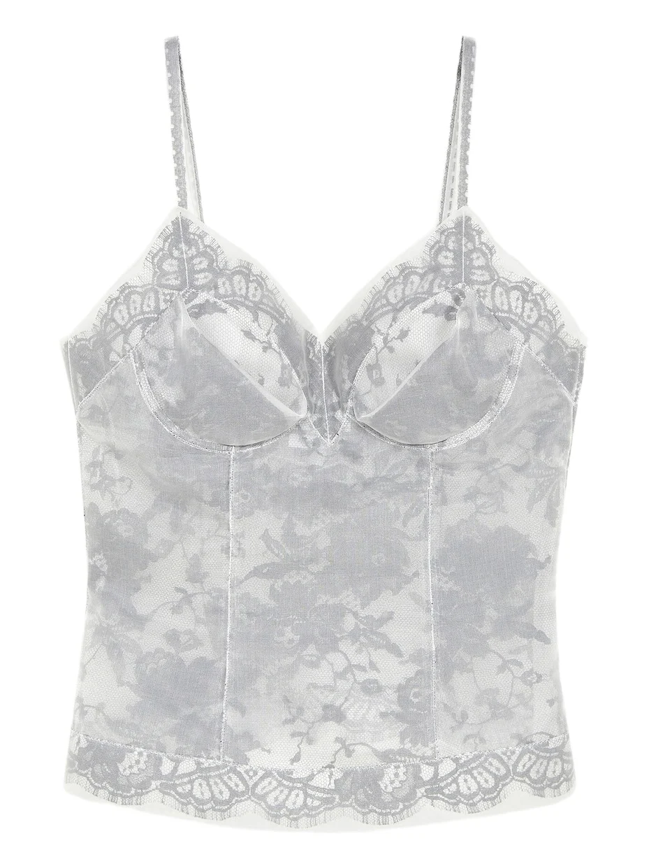 Floral Lace Organza Top