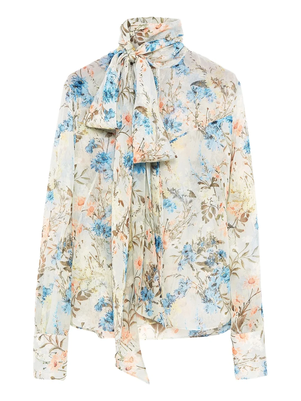 Wallpaper Floral Tie-Neck Shirt Wallpaper Floral Tie-Neck Shirt