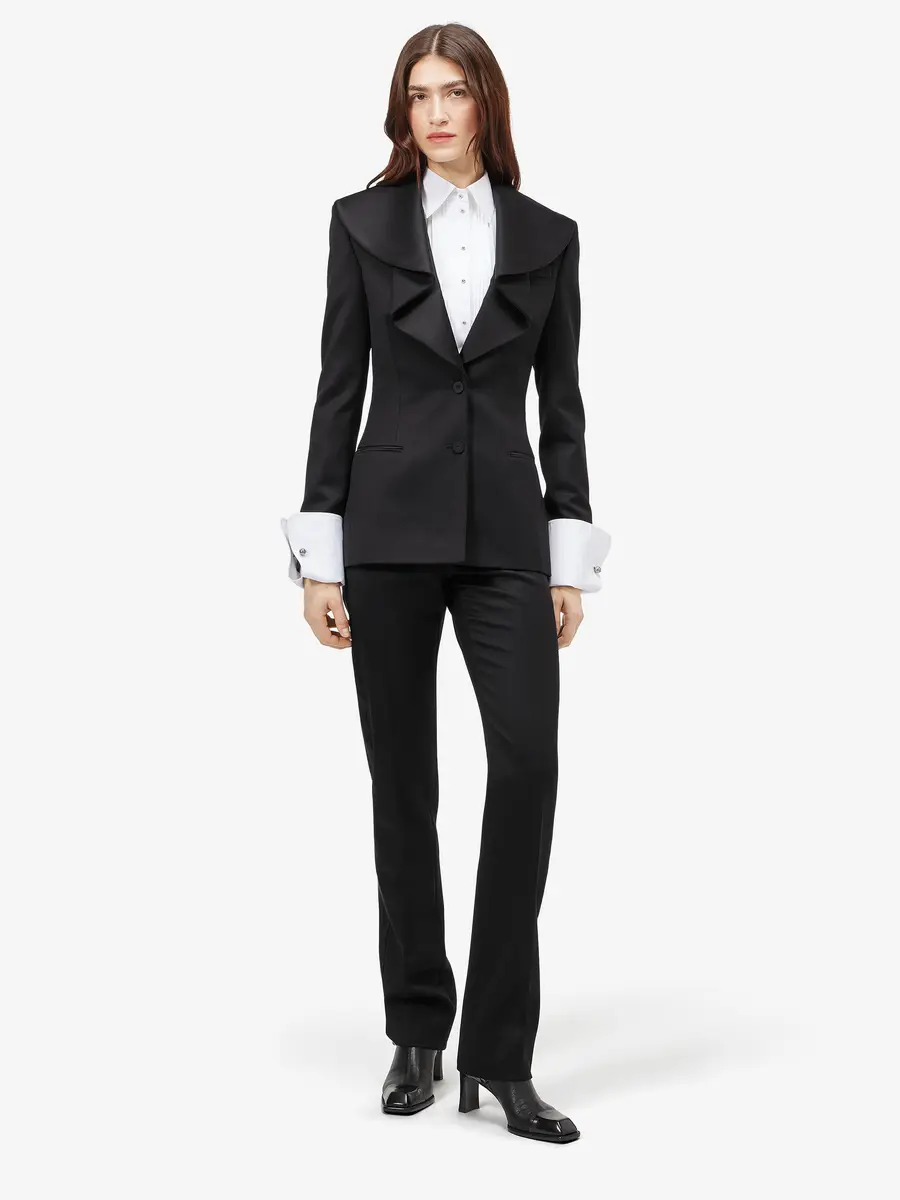 Alexander McQueen Waterfall Collar Single-breasted Jacket | Thumbnail 2 Alexander McQueen Waterfall Collar Single-breasted Jacket | Thumbnail 2
