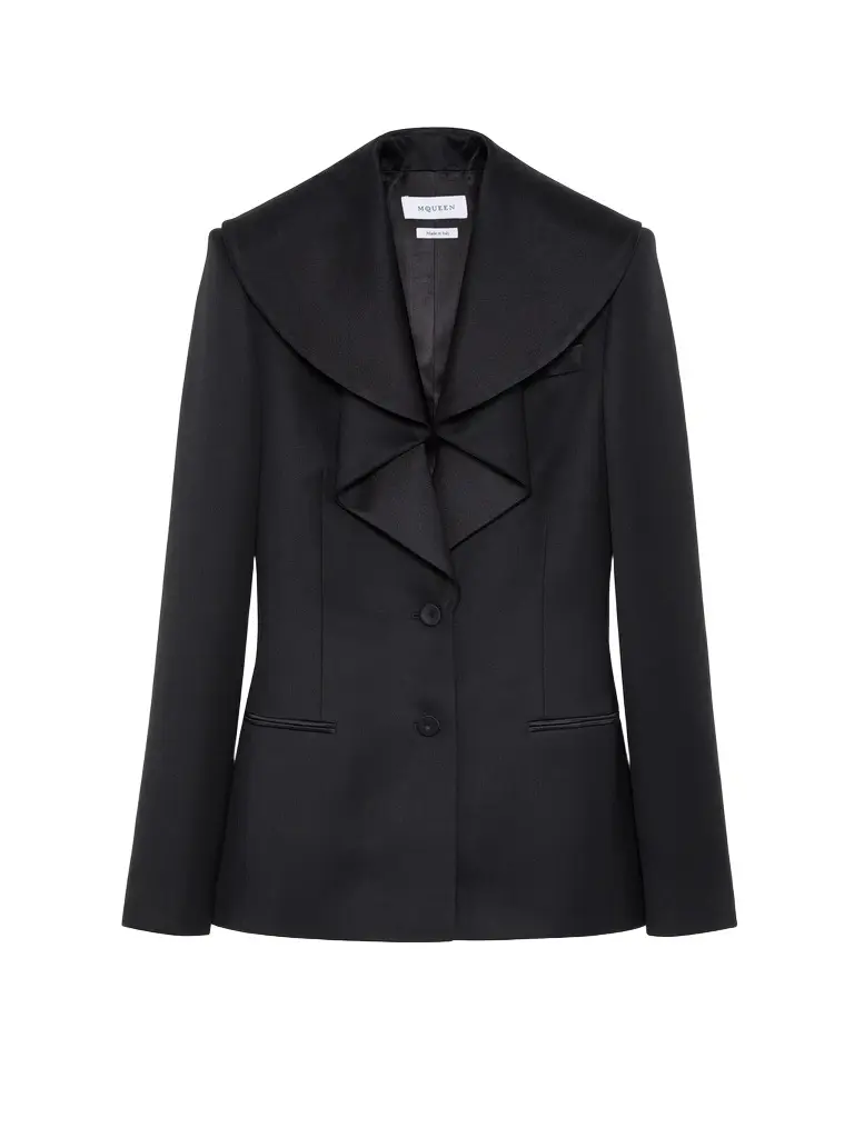 Alexander McQueen Waterfall Collar Single-breasted Jacket