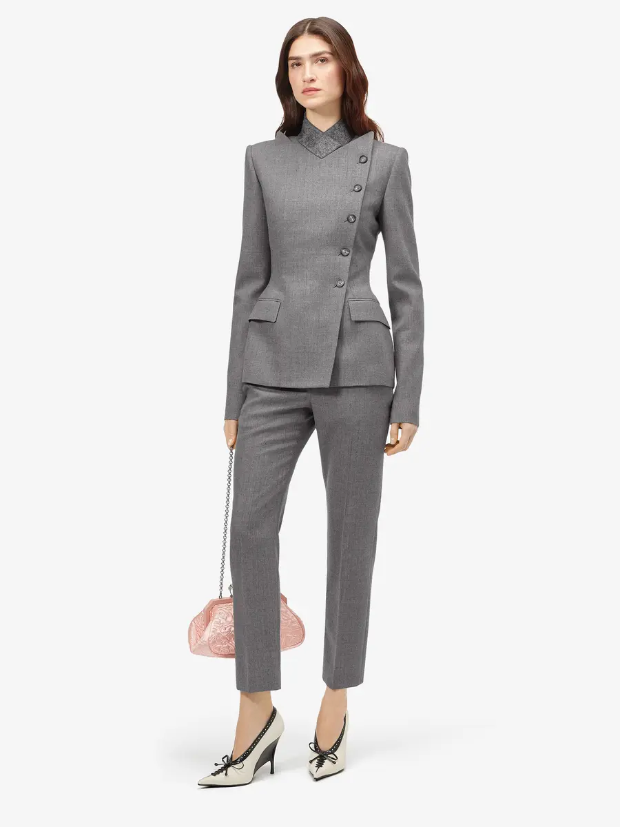 Alexander McQueen Wool Pinstripe Cross Lapel Jacket | Thumbnail 2