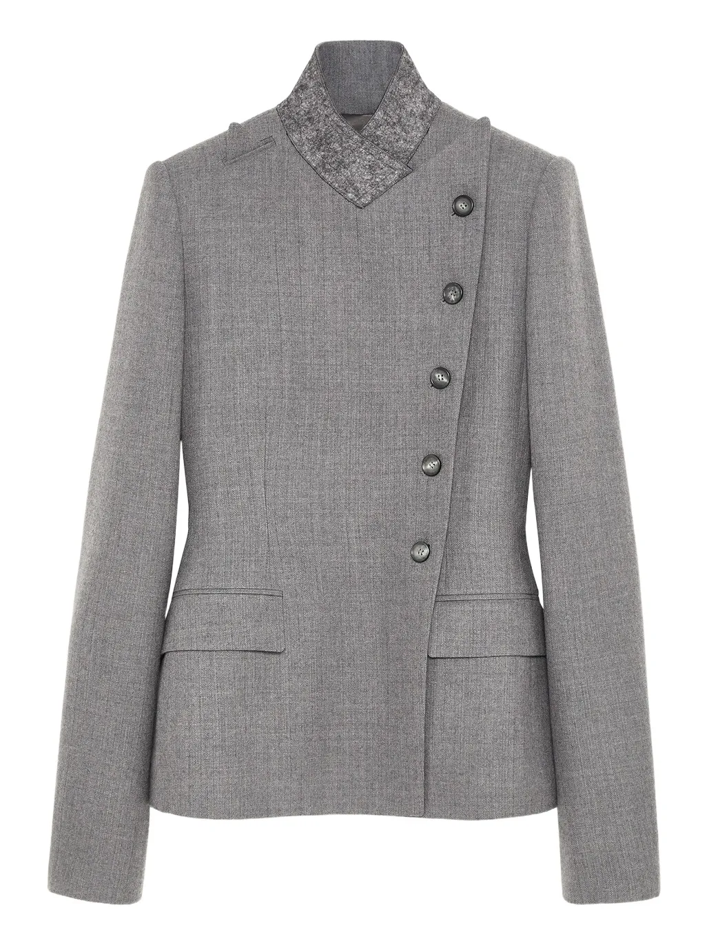 Wool Pinstripe Cross Lapel Jacket