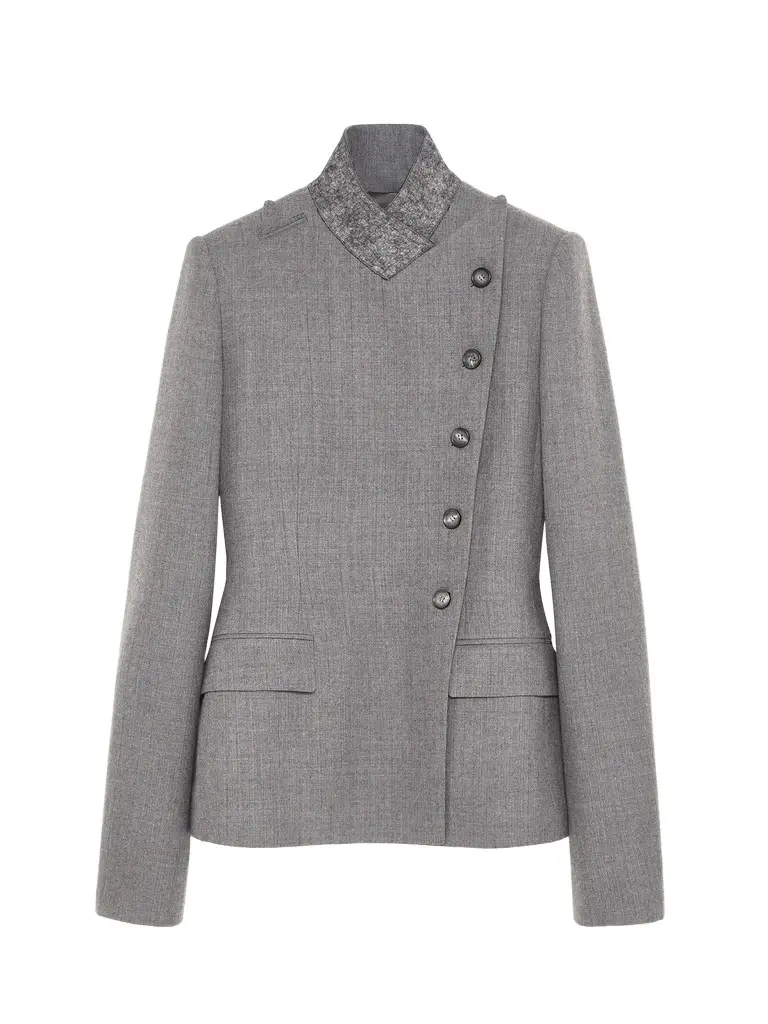 Wool Pinstripe Cross Lapel Jacket Wool Pinstripe Cross Lapel Jacket
