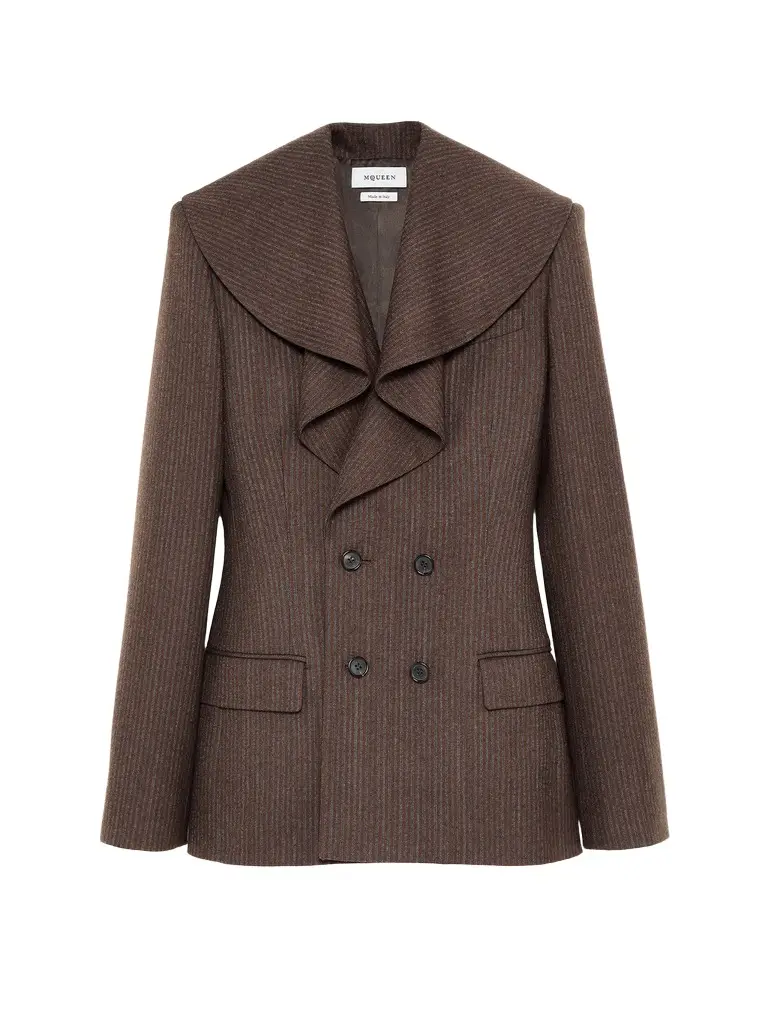 Alexander McQueen Waterfall Collar Double-breasted Jacket