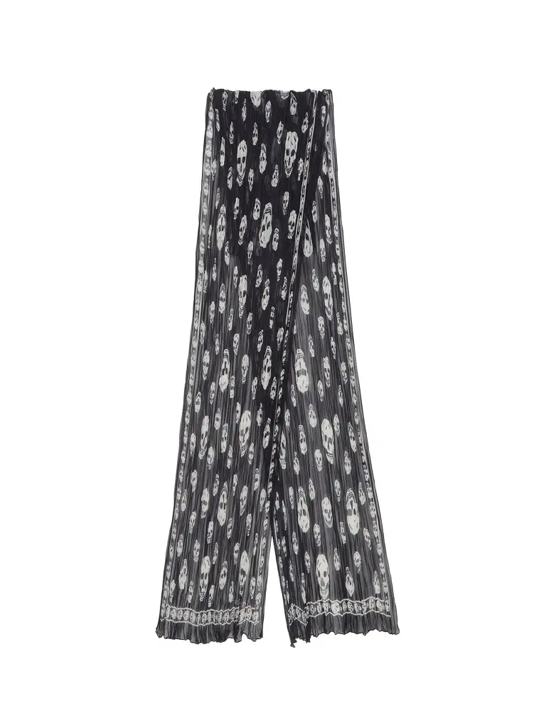 Alexander McQueen Pleated Skull Scarf