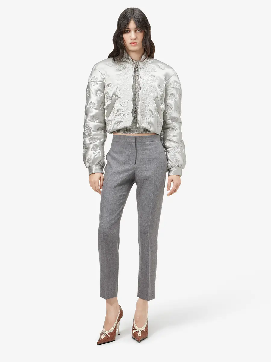 Alexander McQueen Rose Quilted Cropped Bomber Jacket | Thumbnail 2 Alexander McQueen Rose Quilted Cropped Bomber Jacket | Thumbnail 2