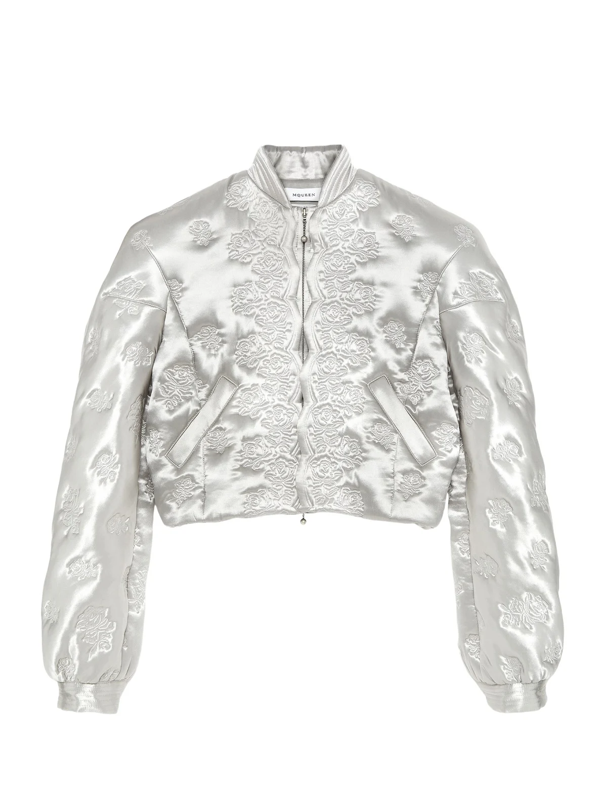 Alexander McQueen Rose Quilted Cropped Bomber Jacket