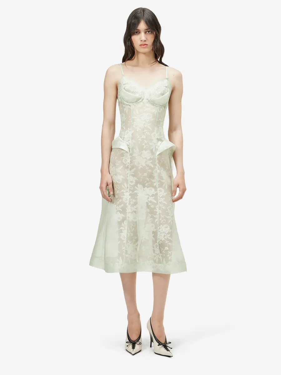 Alexander McQueen Floral Lace Midi Dress | Thumbnail 2
