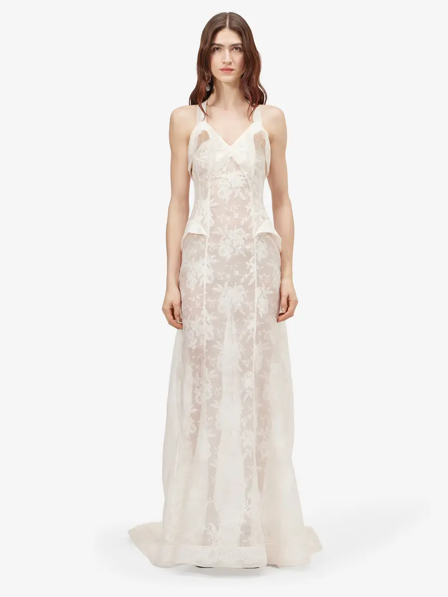 Alexander McQueen Floral Lace Evening Dress | Thumbnail 2