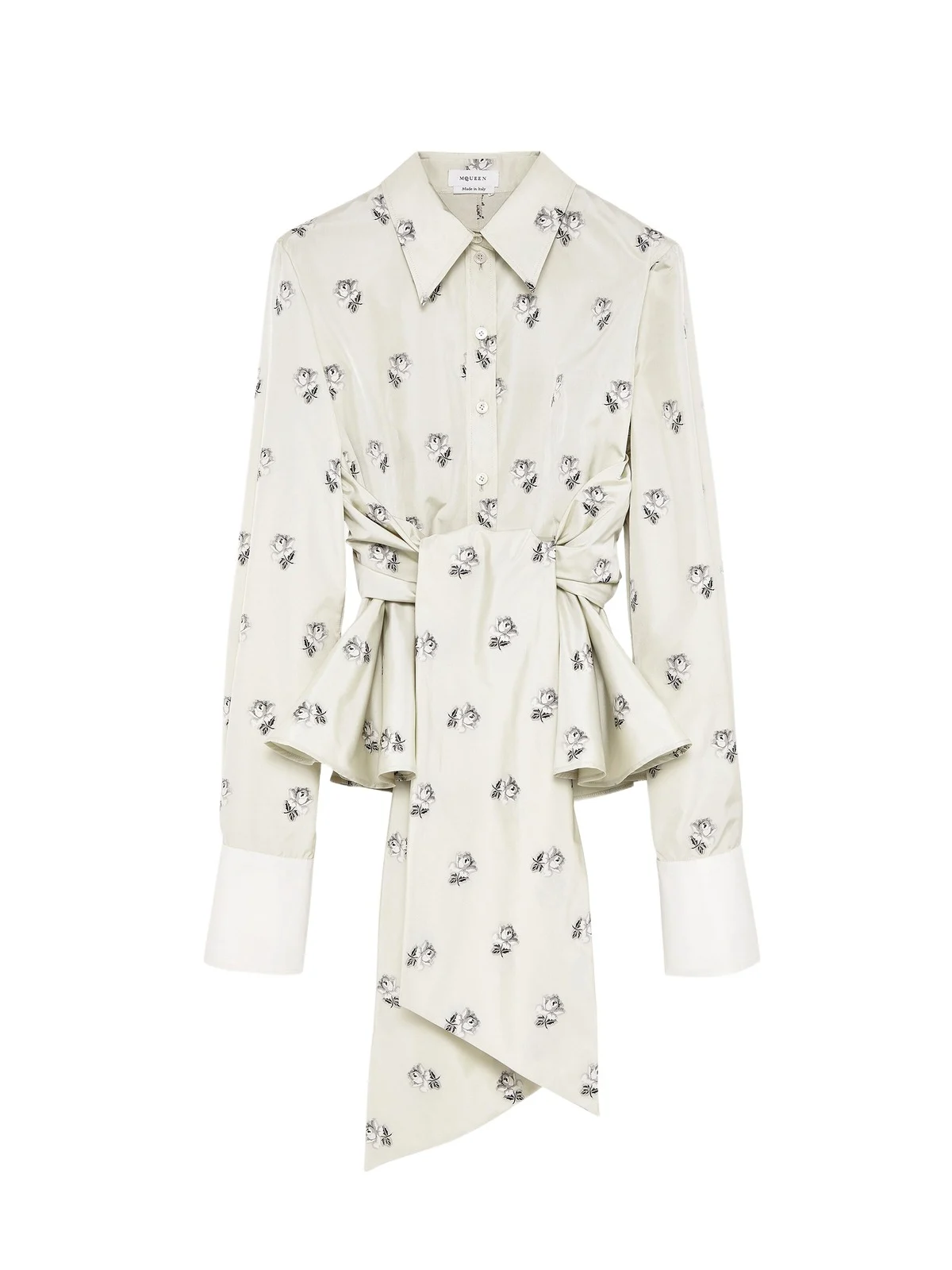 Taffeta Rose Jacquard Self-tie Shirt Taffeta Rose Jacquard Self-tie Shirt