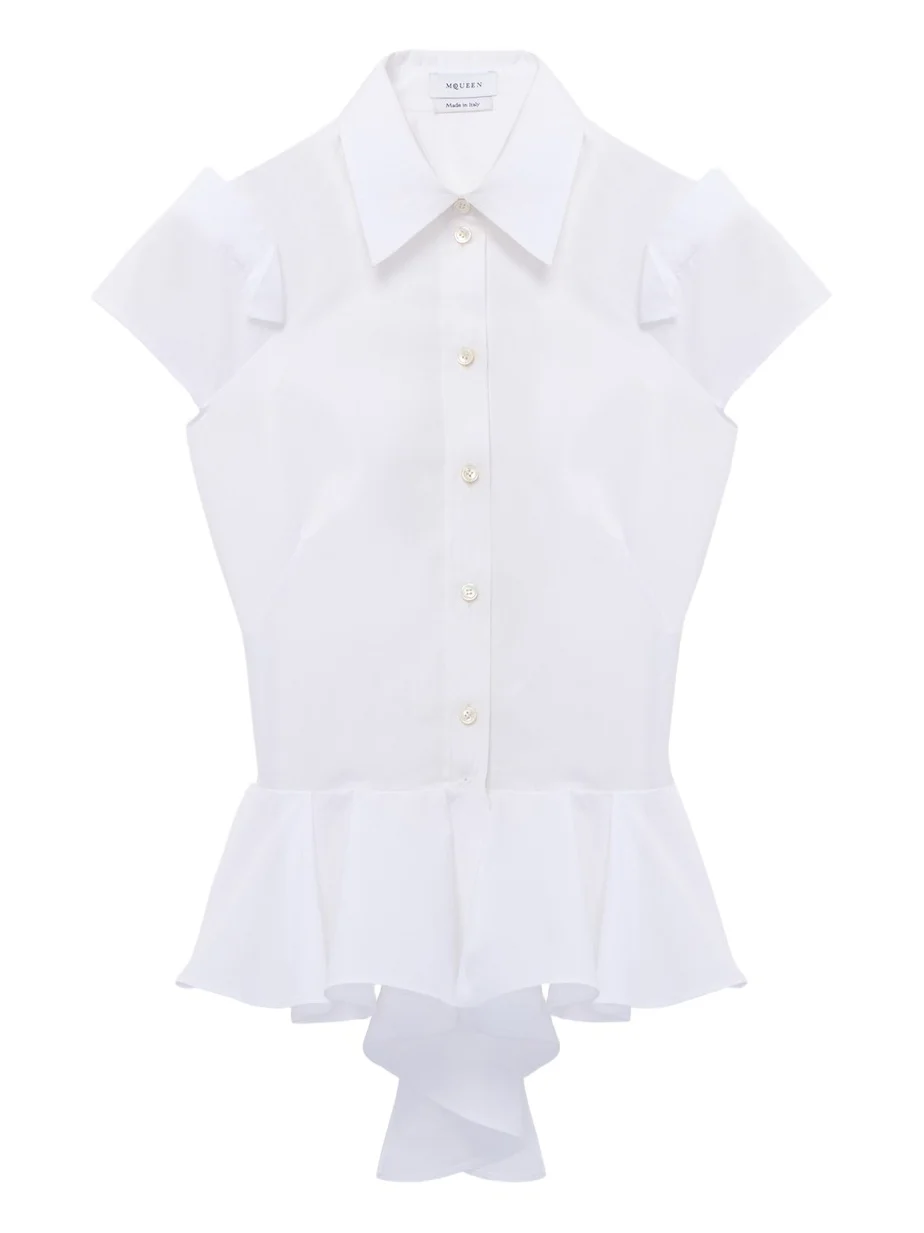 Draped Peplum Short-Sleeved Shirt Draped Peplum Short-Sleeved Shirt