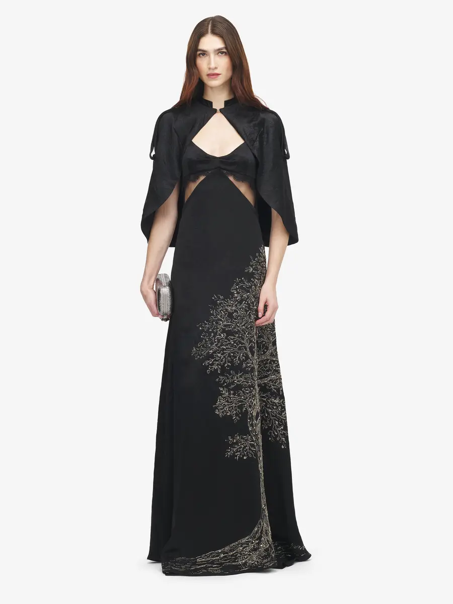 Alexander McQueen Crushed Satin Cape | Thumbnail 2