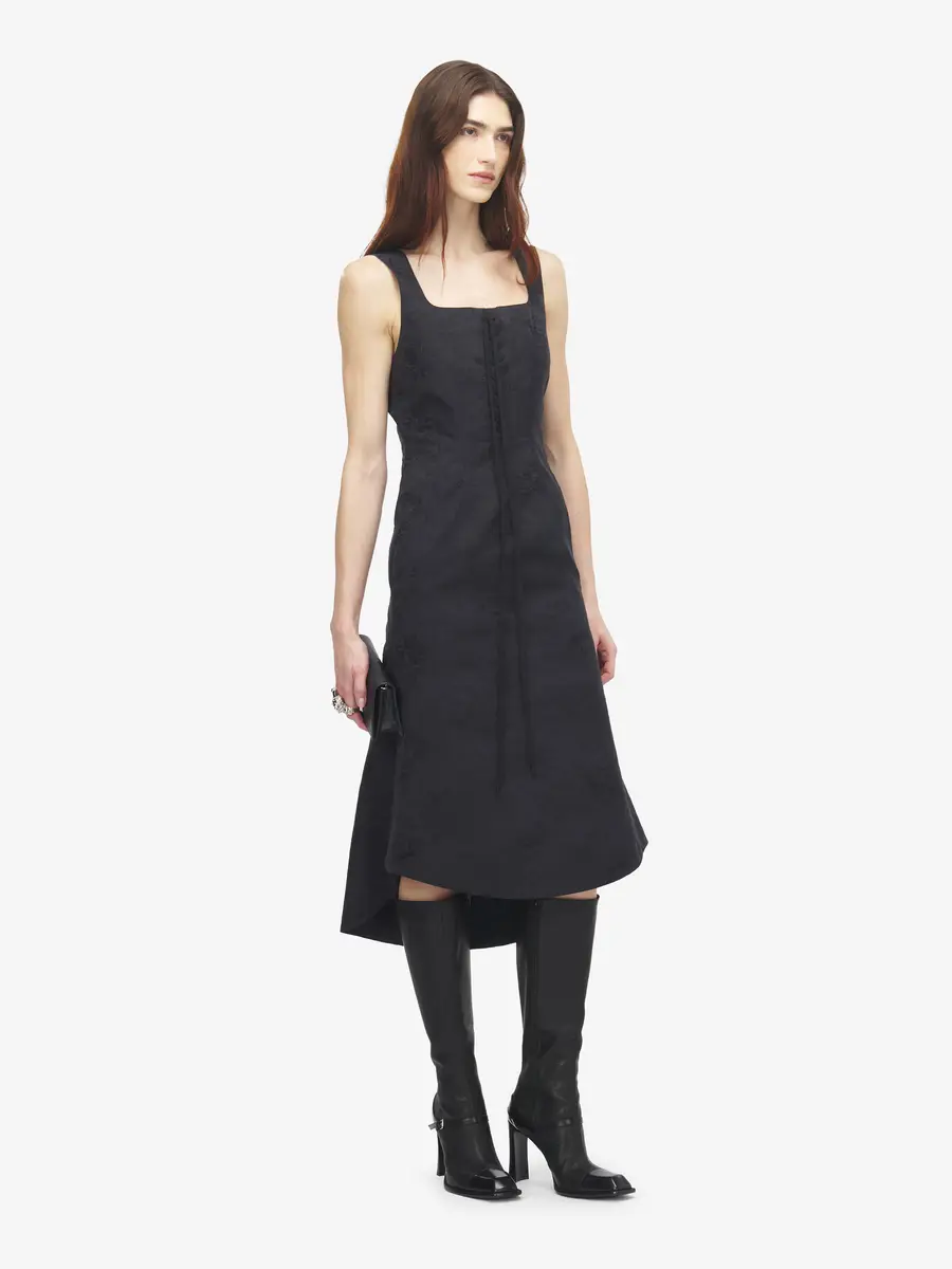 Alexander McQueen Floral Jacquard Lace-Up Dress | Thumbnail 2 Alexander McQueen Floral Jacquard Lace-Up Dress | Thumbnail 2