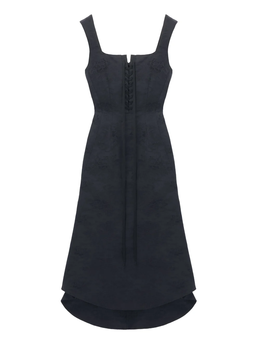 Floral Jacquard Lace-Up Dress