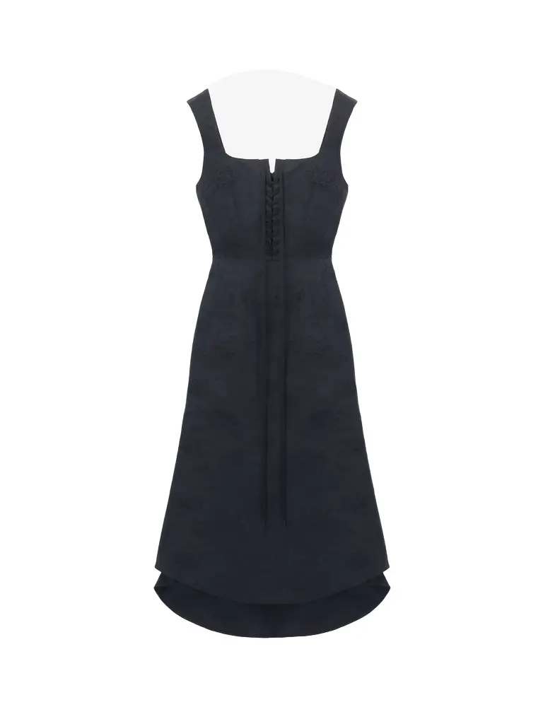 Floral Jacquard Lace-Up Dress Floral Jacquard Lace-Up Dress