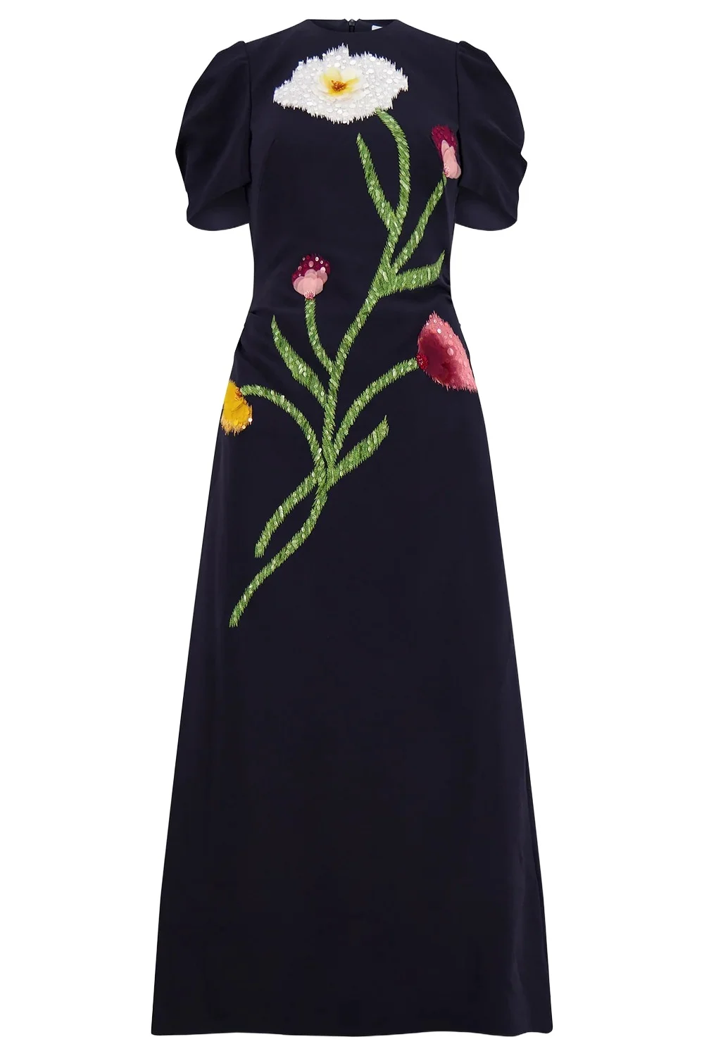 Lela Rose Ikat Floral Embroidered Gown