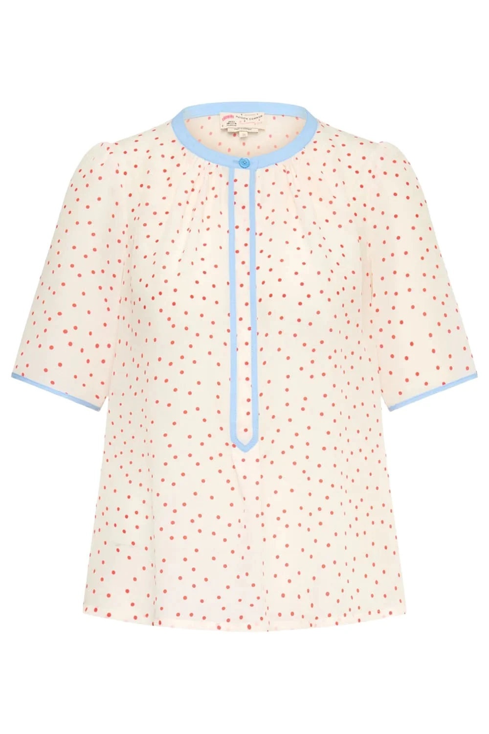 MAISON COMMON Short Sleeve Dot Print Blouse - Red