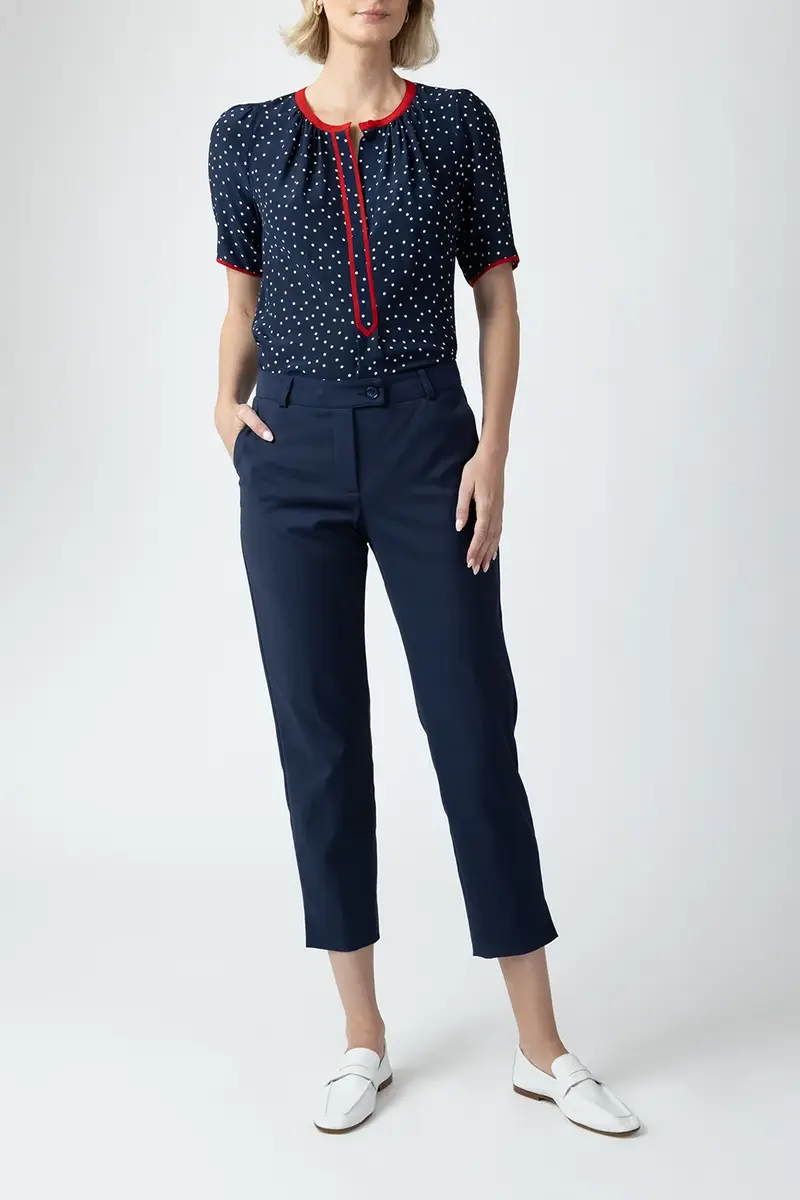 MAISON COMMON Short Sleeve Dot Print Blouse - Navy | Thumbnail 2 MAISON COMMON Short Sleeve Dot Print Blouse - Navy | Thumbnail 2